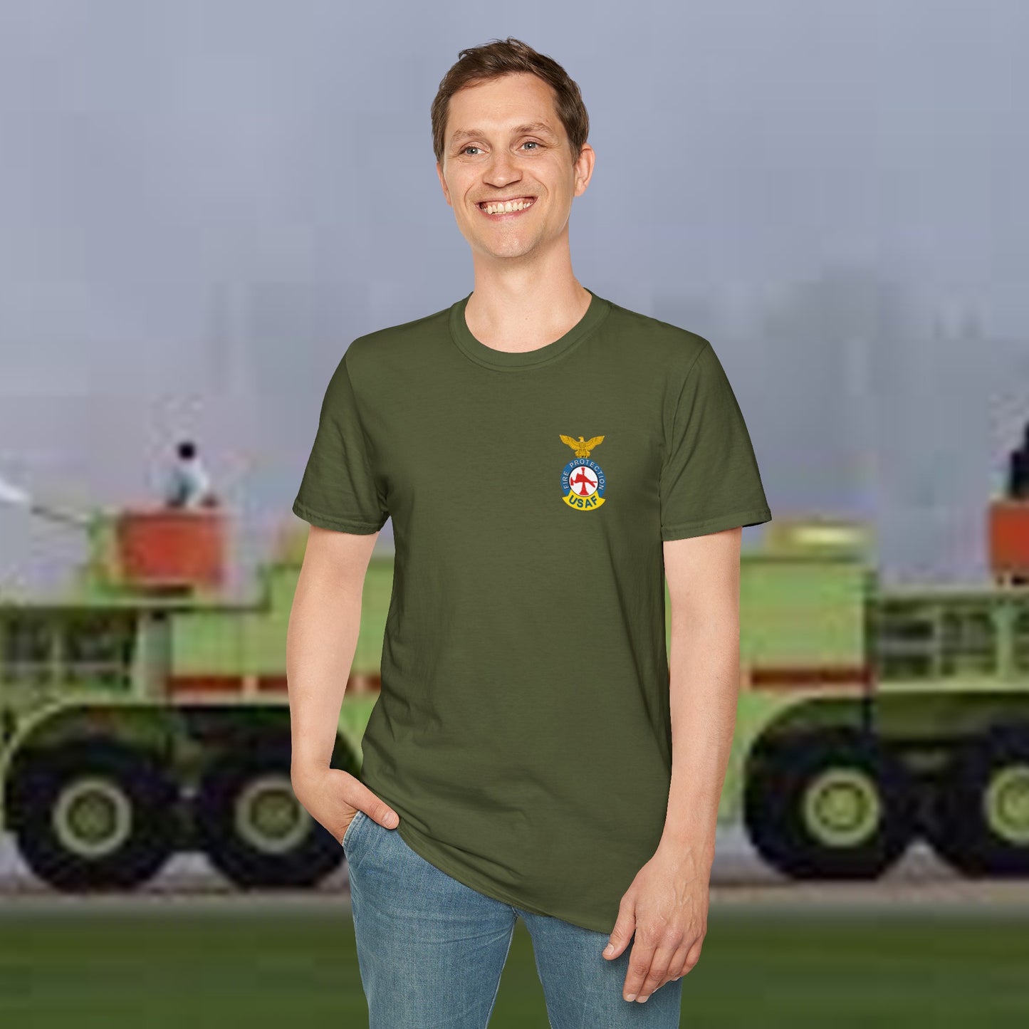 US Air Force Firefighter Tee with Badge