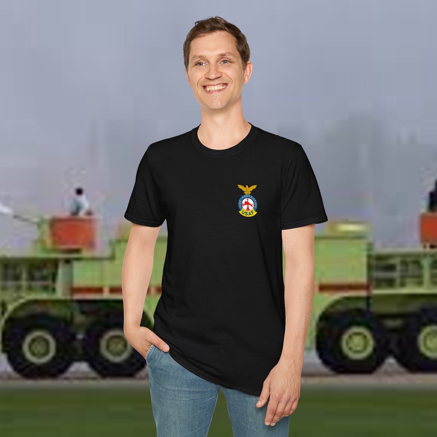 US Air Force Firefighter Tee with Badge