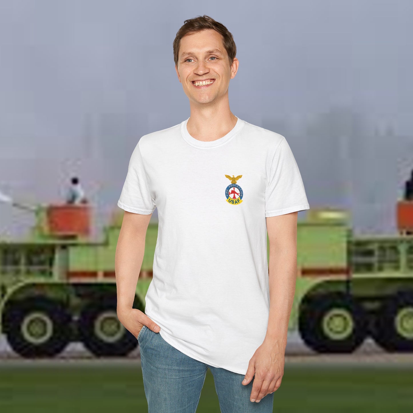 US Air Force Firefighter Tee with Badge